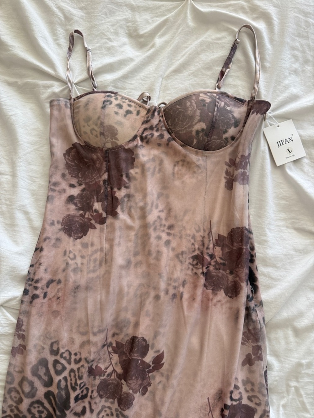Blush Floral & Leopard Print Maxi Dress